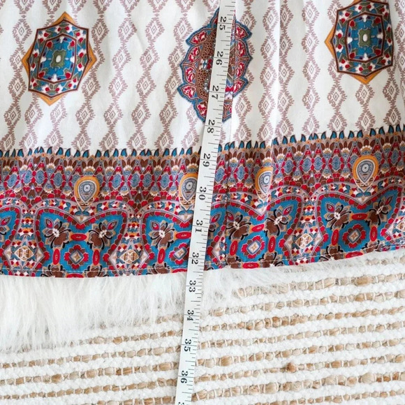 Umgee Women’s Size Small Boho Mini Dress Long Sleeve V-Neck Floral Paisley Tunic - Picture 6 of 8